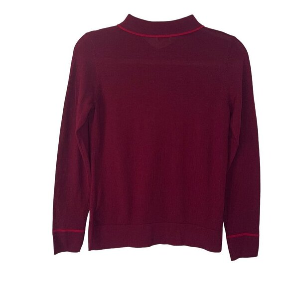 Hobbs London Womens Sweater Size XS Red Nicole Long Sleeve Collared Pure Wool - Picture 7 of 9